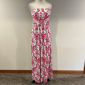 Loila Strapless Pink Patterned Maxi Dress size large